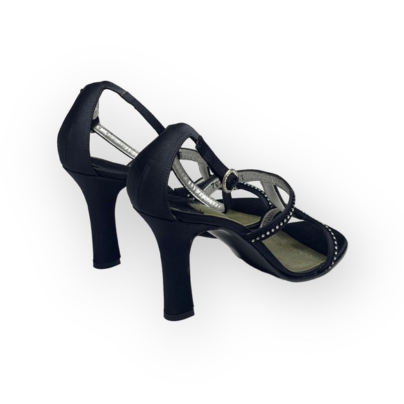 new Kenneth Cole ✰ Evening Star Rhinestone Embellished Sandal ✰ Black Satin ✰ 8M - Picture 3 of 16